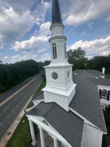 Walker-Chapel-from-above-with-the-Steeple-in-the-foreground-and-the-cemetery-in-the-background